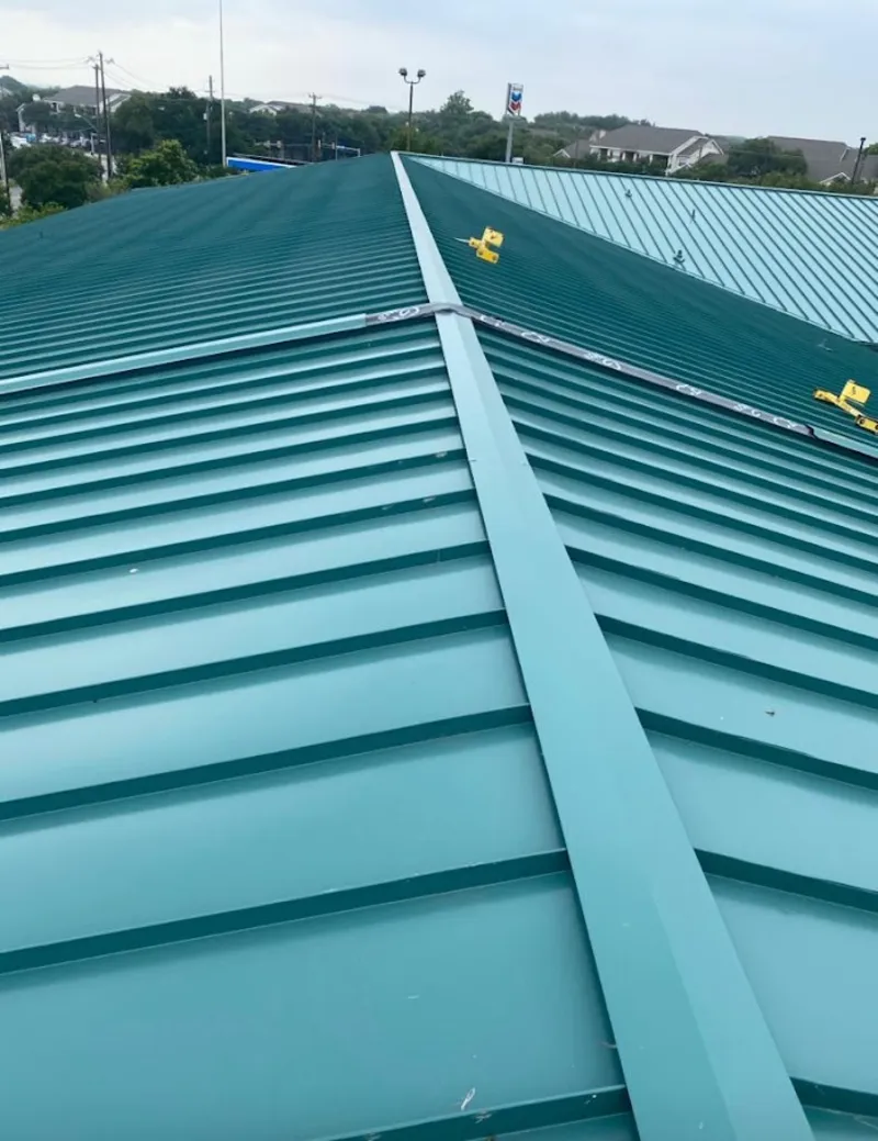 Green commercial metal roof ridge and valley for Metal Roof Repair in Mechanicsburg